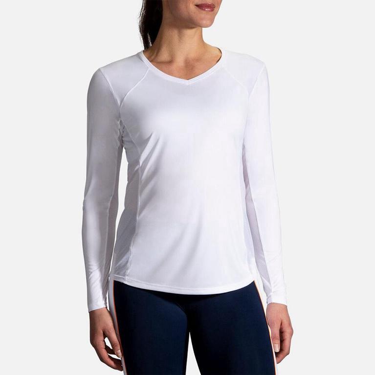 Brooks Women's Stealth Long Sleeve Running Shirt - White (FPQG43096)